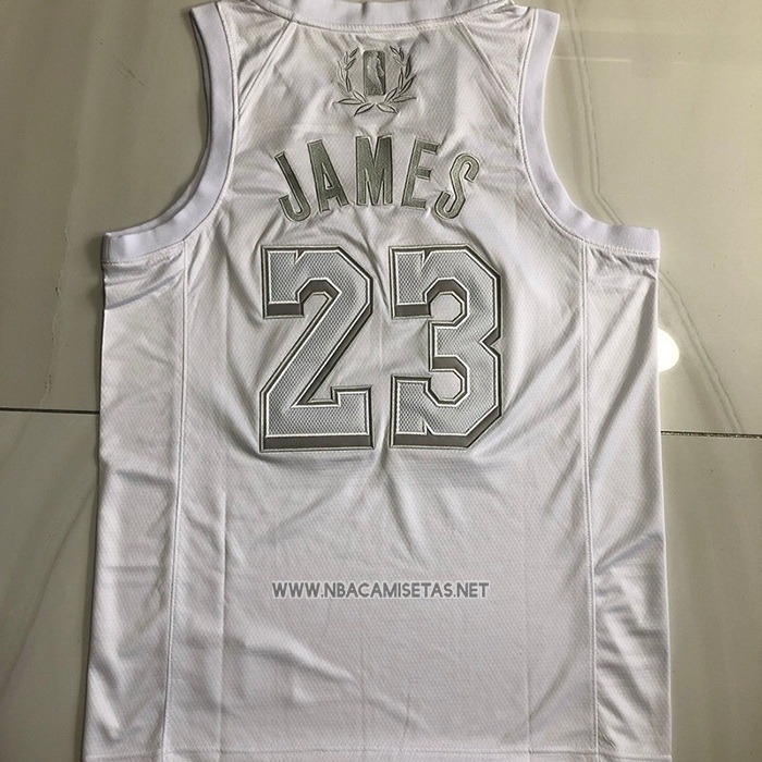 Camiseta Los Angeles Lakers LeBron James NO 23 MVP Blanco